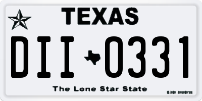 TX license plate DII0331
