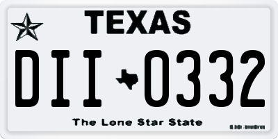 TX license plate DII0332