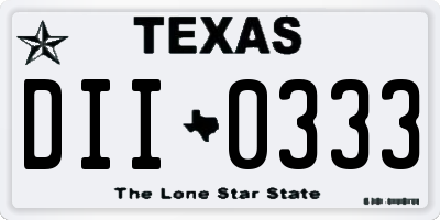 TX license plate DII0333