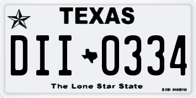TX license plate DII0334