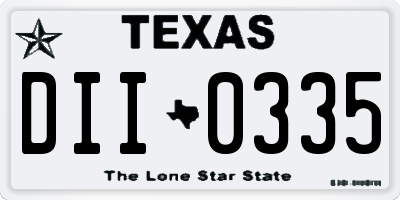 TX license plate DII0335