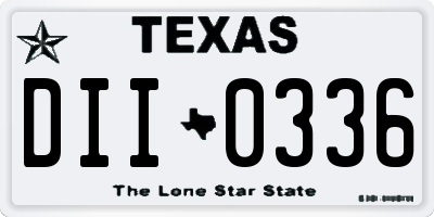 TX license plate DII0336