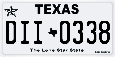 TX license plate DII0338