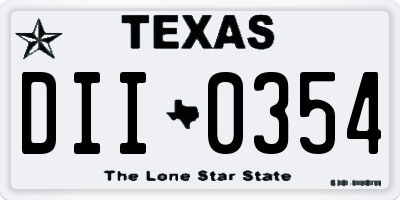 TX license plate DII0354