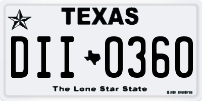 TX license plate DII0360