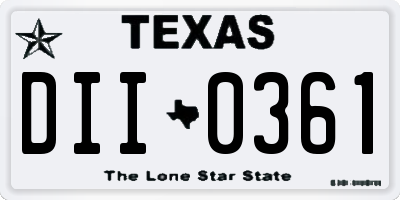 TX license plate DII0361