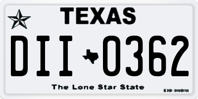 TX license plate DII0362