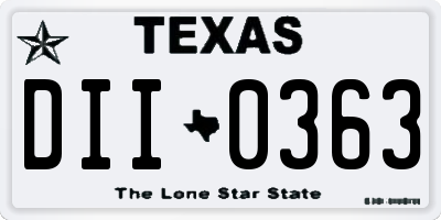 TX license plate DII0363
