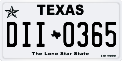 TX license plate DII0365