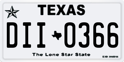 TX license plate DII0366