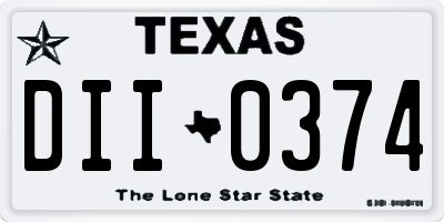 TX license plate DII0374