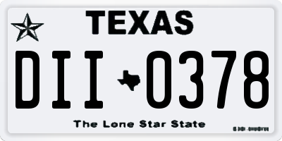 TX license plate DII0378