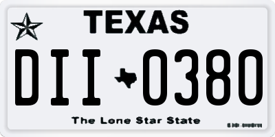 TX license plate DII0380