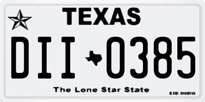 TX license plate DII0385