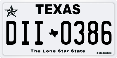 TX license plate DII0386