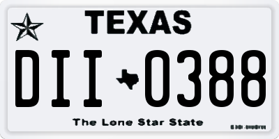 TX license plate DII0388