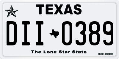 TX license plate DII0389