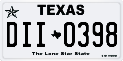 TX license plate DII0398