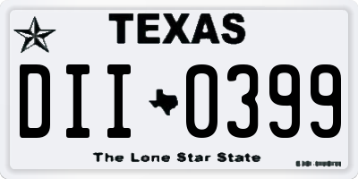 TX license plate DII0399