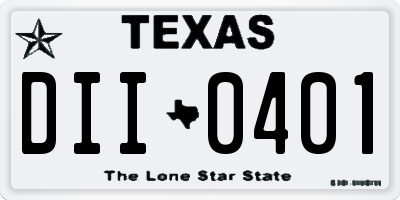 TX license plate DII0401