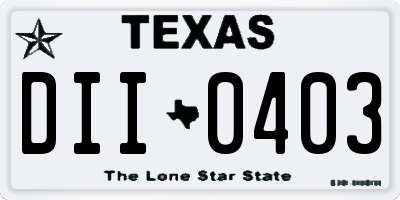 TX license plate DII0403