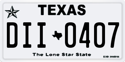 TX license plate DII0407
