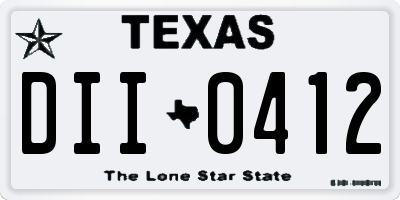 TX license plate DII0412