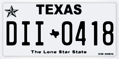 TX license plate DII0418