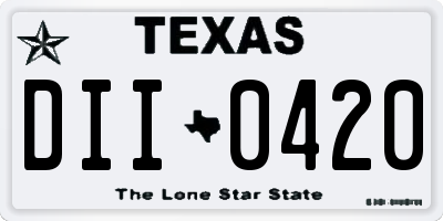 TX license plate DII0420
