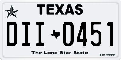 TX license plate DII0451