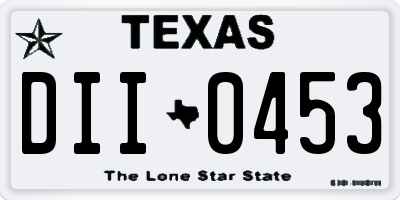 TX license plate DII0453