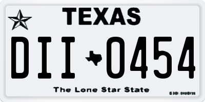 TX license plate DII0454