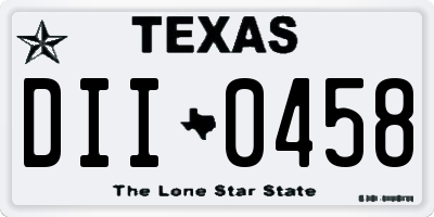 TX license plate DII0458