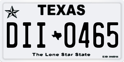 TX license plate DII0465