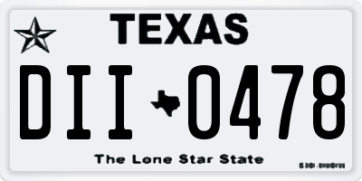 TX license plate DII0478