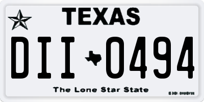 TX license plate DII0494