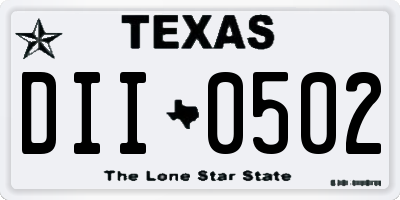 TX license plate DII0502