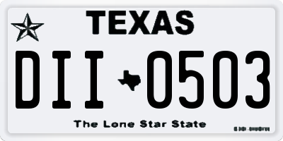 TX license plate DII0503