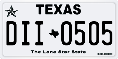 TX license plate DII0505