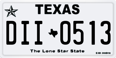 TX license plate DII0513