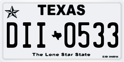 TX license plate DII0533