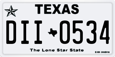 TX license plate DII0534