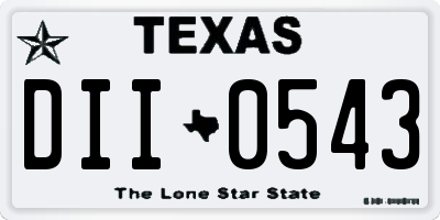 TX license plate DII0543