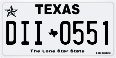 TX license plate DII0551