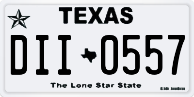 TX license plate DII0557