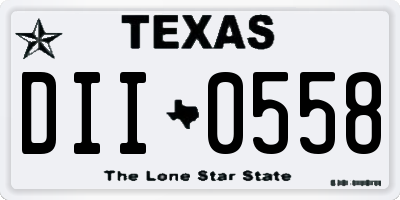 TX license plate DII0558