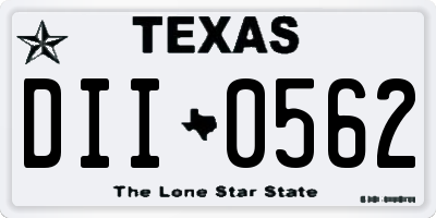 TX license plate DII0562