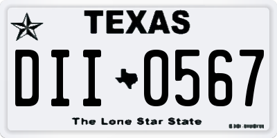 TX license plate DII0567