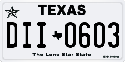 TX license plate DII0603