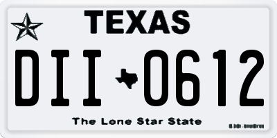 TX license plate DII0612